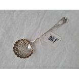 A Victorian sifter spoon with shell bowl, London 1892 by RS, 31g