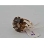 A large smokey quartz ring 9ct size T 10.3 gms AF