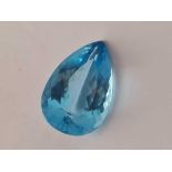 Extremely large unmounted pear shaped blue topaz weighing 140 cts 28 x 43mm