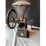 A antique French coffee grinder 16 inches high