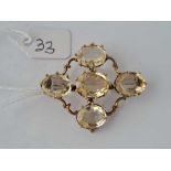 A Large Victorian five stone citrine brooch set in gold