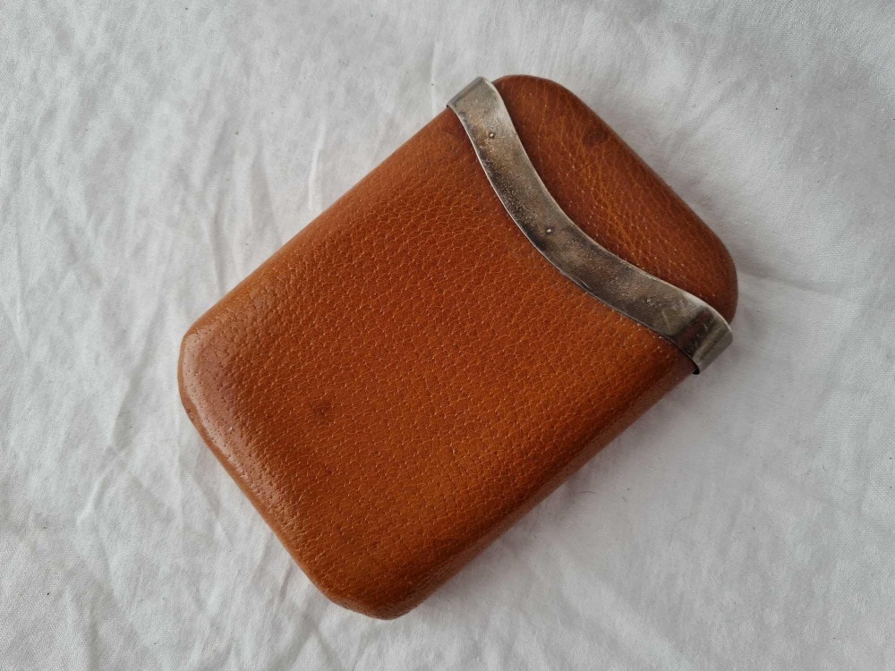 A leather cigar case with silver mounts, London 1931 by PS & Co - Image 2 of 6