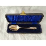 A boxed spoon with fancy decoration, Birmingham 1916