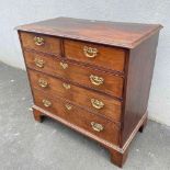 Small George III mahogany chest of two short three long drawers and bracket feet 3' wide