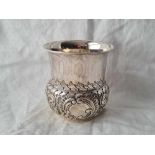 An embossed flower vase with scroll decoration, 3 1/4" high, Birmingham 1903, 97g