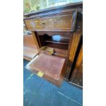 Good quality secretaire inlaid chest with marble top