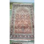 Another silk Oriental rug with vases 46in x 74in