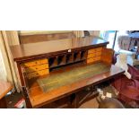 Victorian mahogany secretaire cabinet with fitted interior, hinged doors below 4' wide