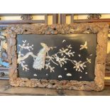 Lacquered and carved M O P picture in frame 19in x 28in