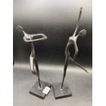 A pair of modern bronze figures 13 inches high