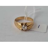 A DIAMOND SET GYPSY RING 18ct gold size P 6.5g inc