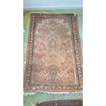 Oriental silk rug with vases of flowers and birds 46in x 70in