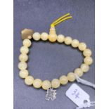 Honey colourerd jade bead bracelet 7"