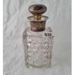 A small square decanter with glass body by Mappin & Webb 1926, 6.5” high