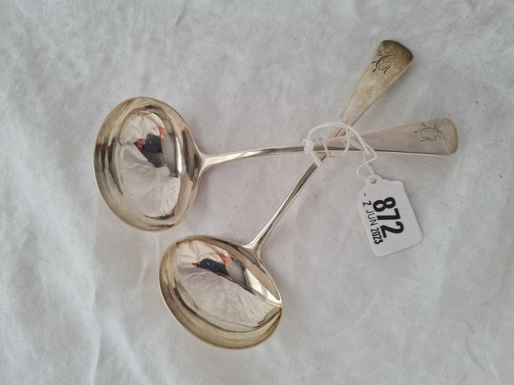 Another pair of George III ladles, OE pattern, London 1806 by TD, 86g