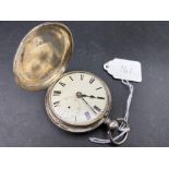 A gents silver hunter pocket watch with seconds dial but no hand