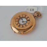 Antique rolled gold half hunter pocket watch by ‘Cyma’ 15 jewels in working order.