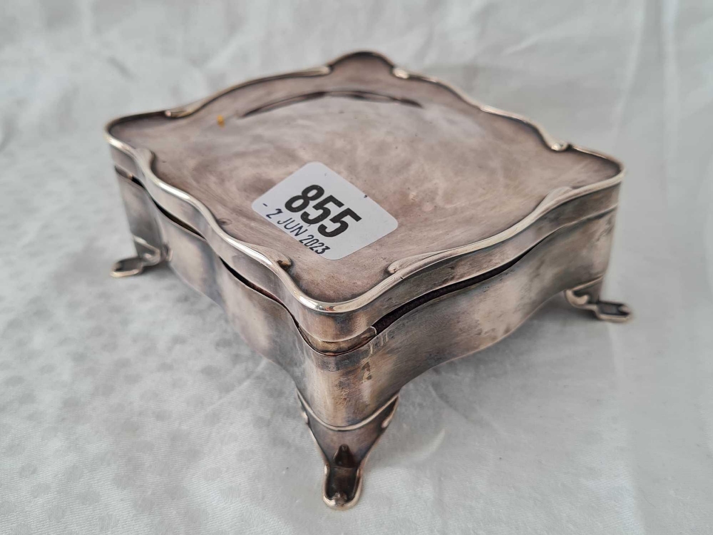 A jewellery box with good fitted interior on four braket feet, 5” wide, Birmingham 1919 - Image 2 of 4