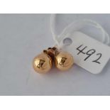 A pair of ball earrings, 9ct