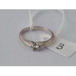 A white gold solitaire ring, 18ct, size P, 3.7 g.