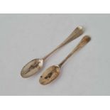 Two early George III snuff spoons, hanoverian pattern, one by WS?