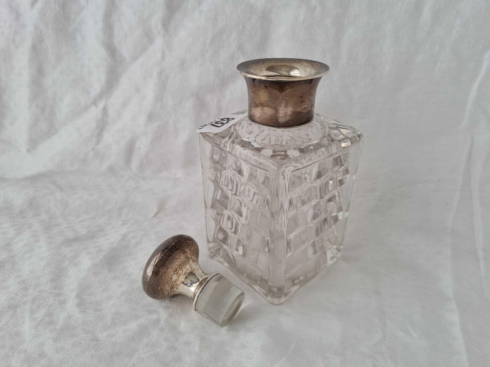 A small square decanter with glass body by Mappin & Webb 1926, 6.5” high - Image 2 of 2