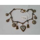 Unusual antique pinchbeck Victorian mosaic necklace, length 15.5 inches