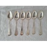 A set of six Exeter silver crested OE pattern dessert spoons, 1811 by JH, 204g