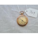 AN ATTRACTIVE FOB WATCH, 14ct, with seconds dial, W/O 24.1 g.