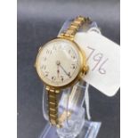 A ladies vintage wrist watch, 9ct