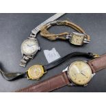 Three ladies wrist watches and a gents Smiths pocket watch
