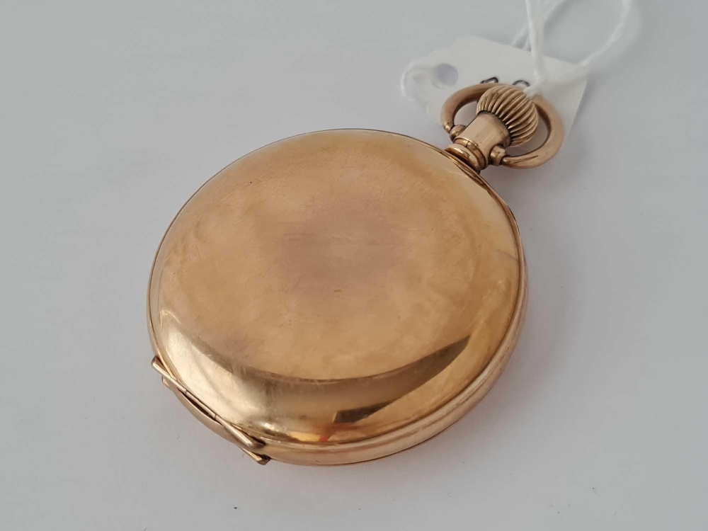 Antique rolled gold half hunter pocket watch by ‘Cyma’ 15 jewels in working order. - Image 2 of 3