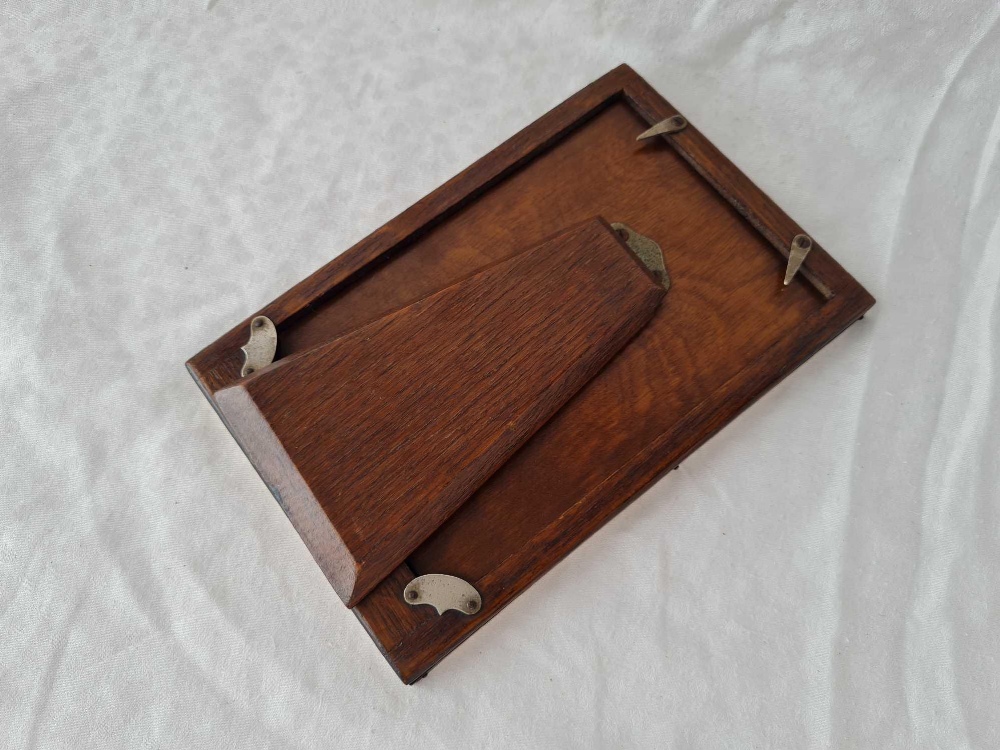 A good rectangular photo frame with engine turned boarder, easel back, 6.5" high, Birmingham 1937 by - Image 2 of 2