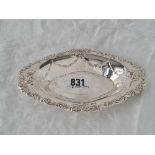 An oval sweet dish with drapery border, 6” wide, Sheffield by RC, 50 g