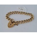 A SOLID GOLD BRACELET WITH ENGRAVED PADLOCK 9CT, 7 inches, 37 grams