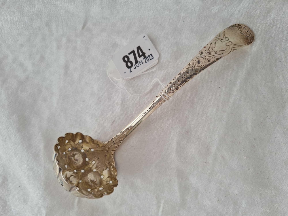 A George III sifter ladle with embossed bowl, London 1804