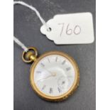 A LADIES GOLD FOB WATCH WITH FANCY REVERSE, 18ct 26.7 g gross