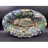 An Oval Portuguese dish decorated with fish 14 inch long