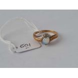 Diamond and opal 9ct dress ring size P 2.7g inc