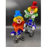 Two Venetian glass clowns, 10" high