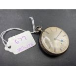 A engraved 19th century silver pocket watch no seconds dial hand and chip to face