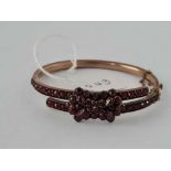 Antique Victorian bohemian garnet crossover design hinged bangle