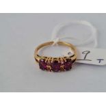 A amethyst and pink sapphire ring 9ct size T 3 gms