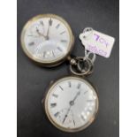 Two gents silver pocket watches both with seconds dials