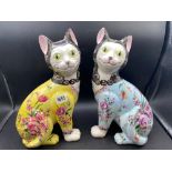 Two similar Galle style cats, 12" high