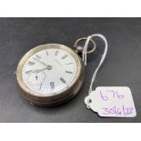 A gents large WALTHAM silver pocket watch with seconds dial W/O