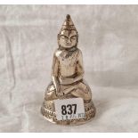 A silver encased seated Buddha, 4.5" high