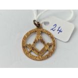 A Edwardian masonic fob 9ct 2.2 gms