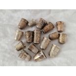 A group of fifteen various silver thimbles