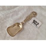 A good quality Kings Pattern caddy spoon with crest, London 1848 by SH, DU?